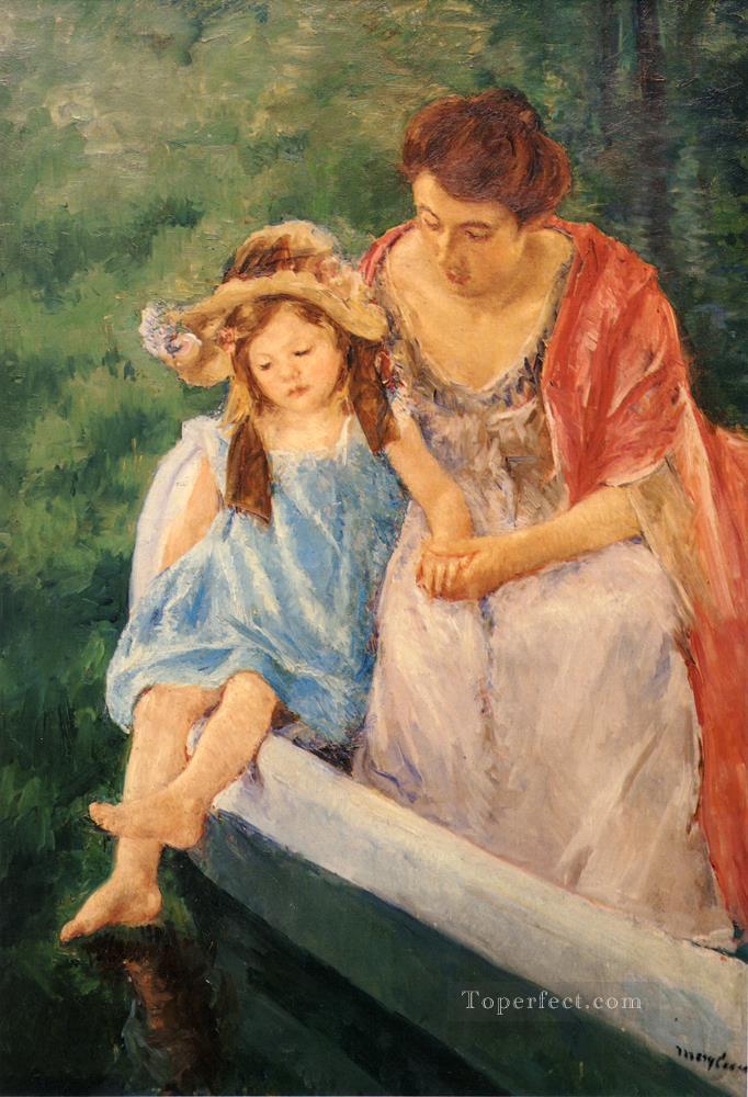 Madre e hijo en un barco impresionismo madres hijos Mary Cassatt Pintura al óleo